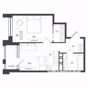 2-к квартира, вторичка, 44м2, 6/8 этаж