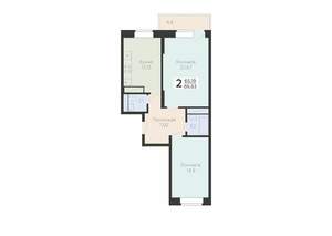 2-к квартира, строящийся дом, 67м2, 5/22 этаж