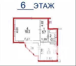 Студия квартира, вторичка, 38м2, 1/18 этаж