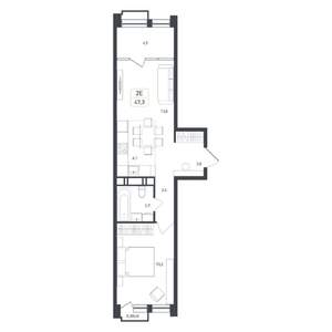 Студия квартира, вторичка, 47м2, 4/8 этаж