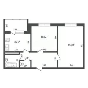 2-к квартира, вторичка, 52м2, 4/8 этаж