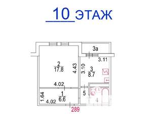 1-к квартира, вторичка, 38м2, 10/18 этаж