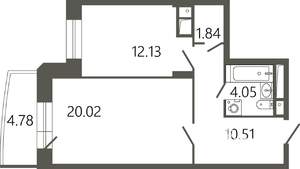 1-к квартира, вторичка, 50м2, 2/17 этаж