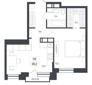 1-к квартира, вторичка, 38м2, 5/8 этаж