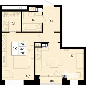 Студия квартира, вторичка, 38м2, 5/8 этаж