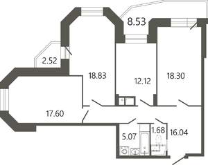 3-к квартира, вторичка, 93м2, 9/17 этаж