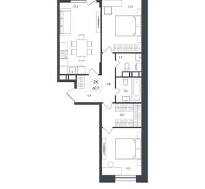 2-к квартира, вторичка, 61м2, 8/8 этаж