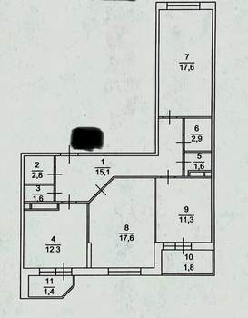 3-к квартира, сданный дом, 86м2, 10/17 этаж