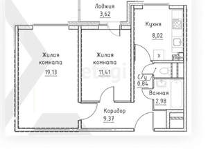 2-к квартира, вторичка, 54м2, 6/17 этаж