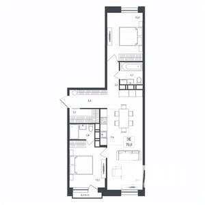 3-к квартира, вторичка, 70м2, 5/8 этаж