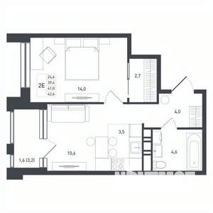 2-к квартира, строящийся дом, 41м2, 6/8 этаж