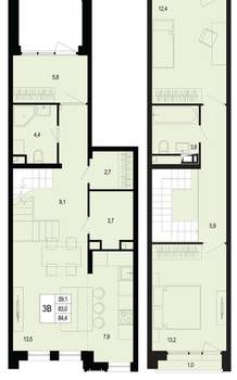 3-к квартира, вторичка, 83м2, 1/8 этаж