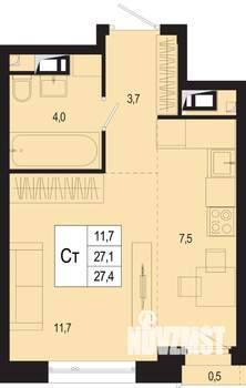 Студия квартира, строящийся дом, 27м2, 5/8 этаж