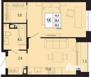 1-к квартира, вторичка, 38м2, 5/8 этаж