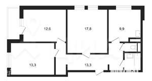 3-к квартира, вторичка, 73м2, 1/17 этаж