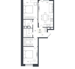 Студия квартира, вторичка, 61м2, 6/8 этаж