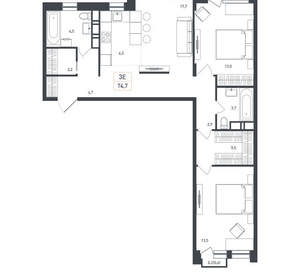 3-к квартира, вторичка, 75м2, 5/8 этаж