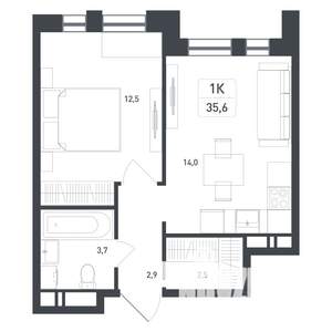 Студия квартира, строящийся дом, 36м2, 6/8 этаж