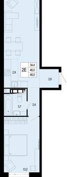 2-к квартира, вторичка, 46м2, 7/8 этаж