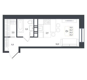 Студия квартира, вторичка, 26м2, 7/8 этаж