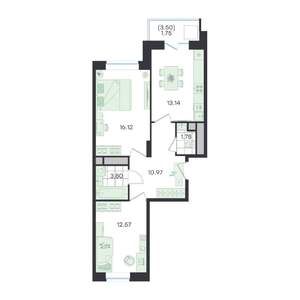 2-к квартира, вторичка, 60м2, 7/23 этаж