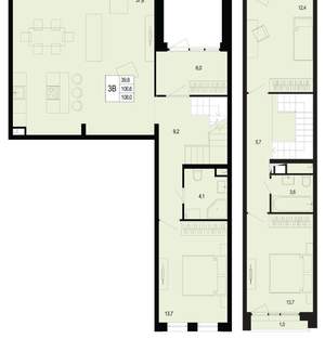 3-к квартира, вторичка, 107м2, 1/8 этаж