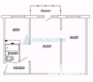 2-к квартира, вторичка, 44м2, 4/5 этаж