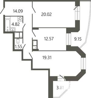 2-к квартира, вторичка, 77м2, 11/17 этаж