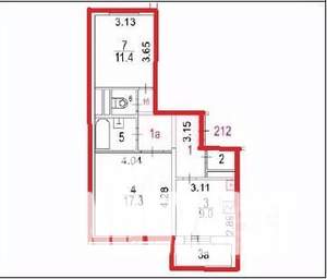 Студия квартира, вторичка, 54м2, 1/18 этаж