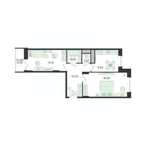 2-к квартира, вторичка, 58м2, 13/23 этаж