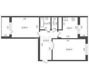 2-к квартира, вторичка, 60м2, 16/18 этаж