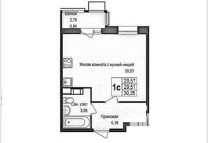 Студия квартира, вторичка, 31м2, 2/3 этаж