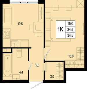 Студия квартира, вторичка, 35м2, 1/8 этаж