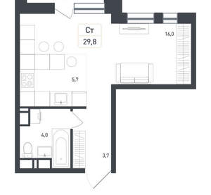 Студия квартира, вторичка, 30м2, 6/8 этаж