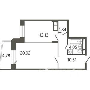 1-к квартира, строящийся дом, 50м2, 2/17 этаж