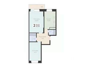 2-к квартира, строящийся дом, 66м2, 9/22 этаж
