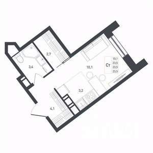 Студия квартира, строящийся дом, 25м2, 7/8 этаж