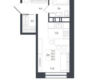 Студия квартира, вторичка, 25м2, 3/8 этаж